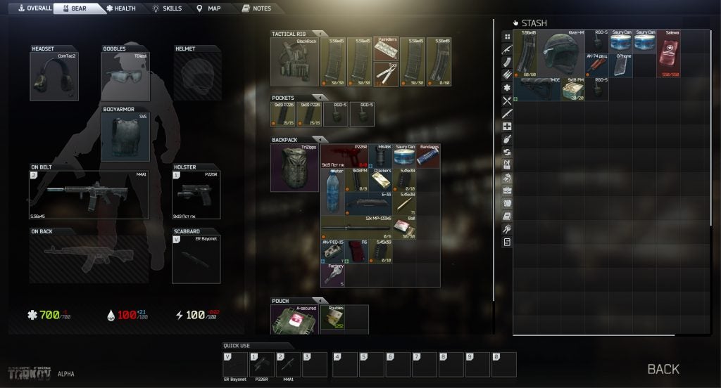 eft alpha interface character gear