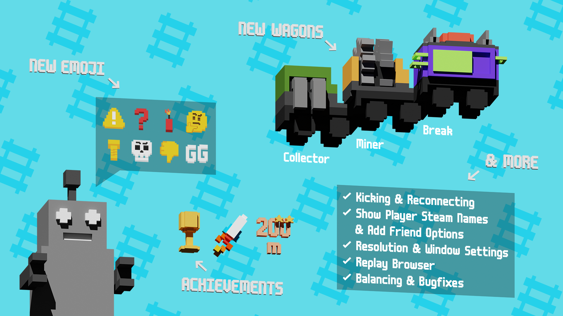 Unrailed! receives its first content update while on Steam Early Access today, bringing lots of improvements 7 Update 1 New content