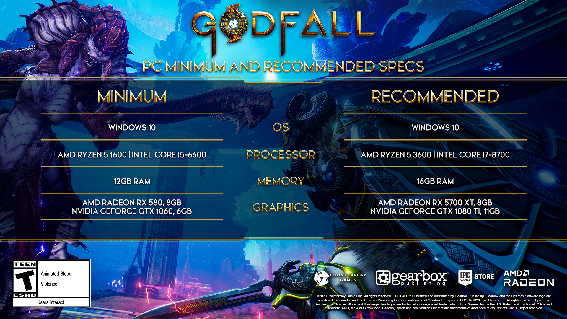 Godfall S Minimum And Recommended Pc Specs Revealed Ahead Of November 12th Release Saving Content