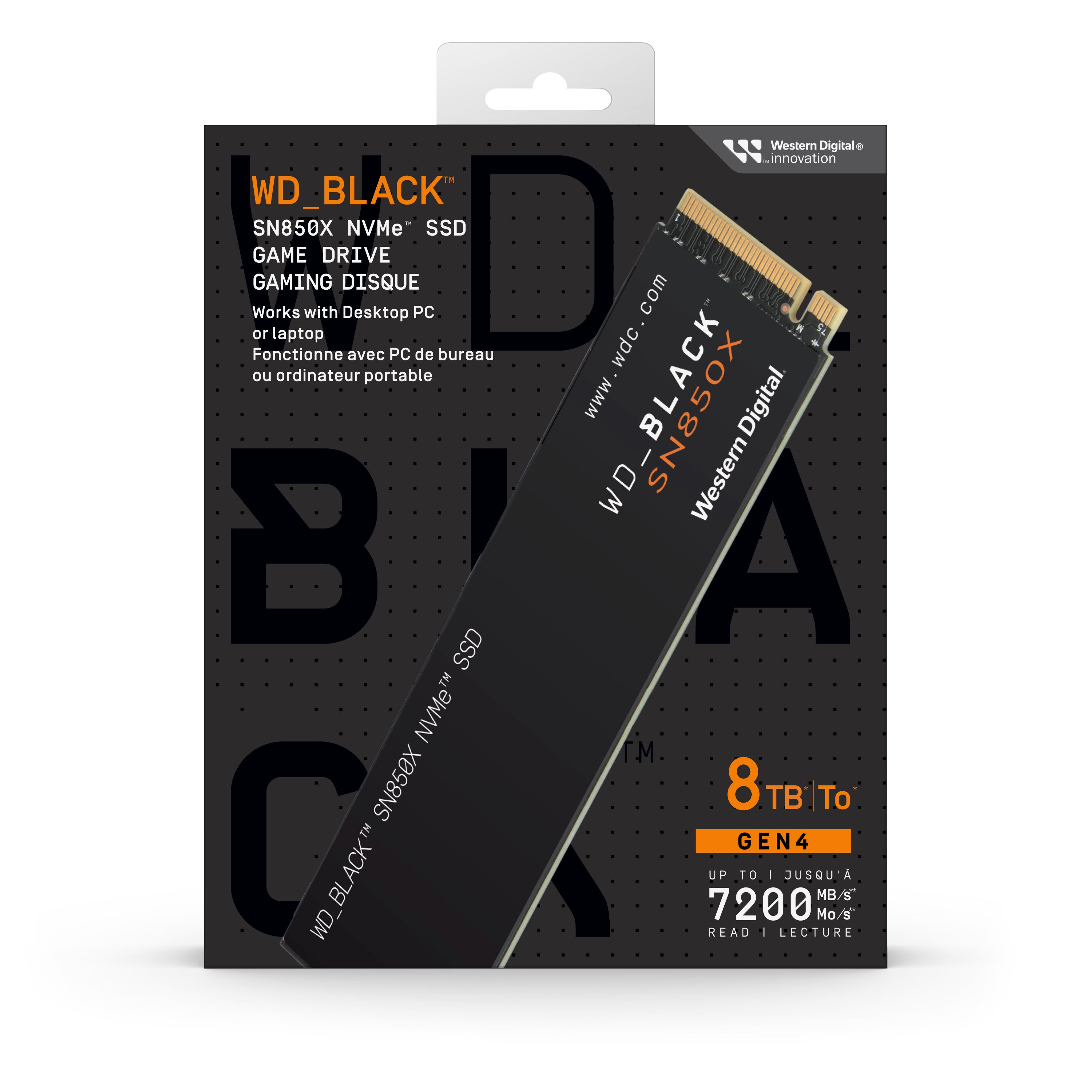 WD BLACK SN850X NVMe SSD 8TB No HS GL Front HR