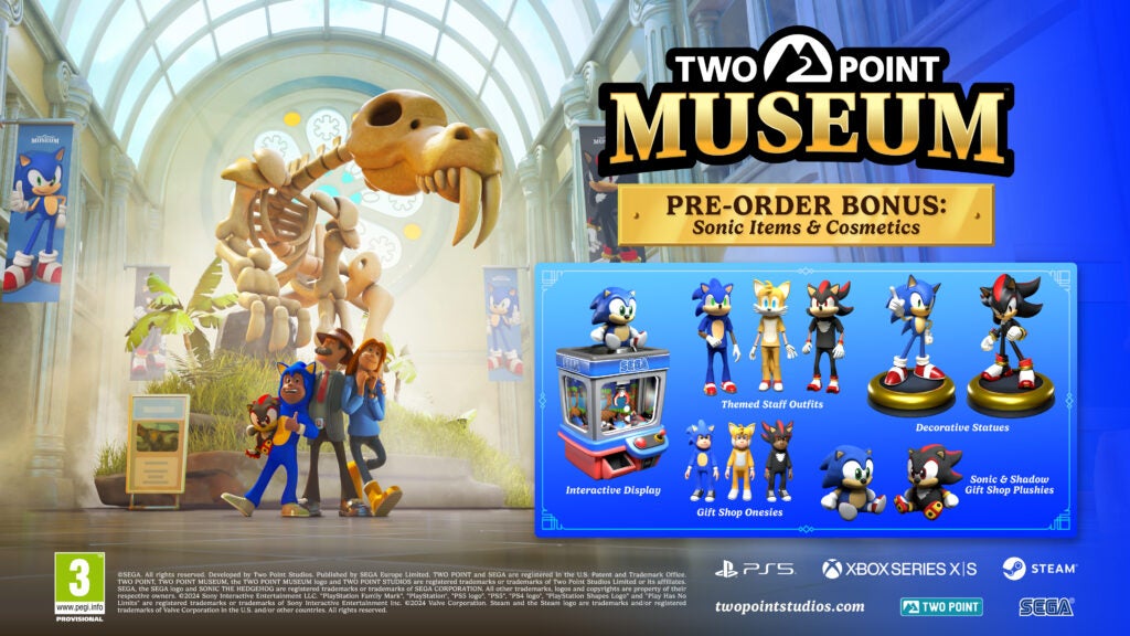 Pre-orders live and March 4th release date set for management sim Two Point Museum 3 TPM ARRAY PRE ORDER SONIC ITEMS DIGITAL 3840x2160 EN