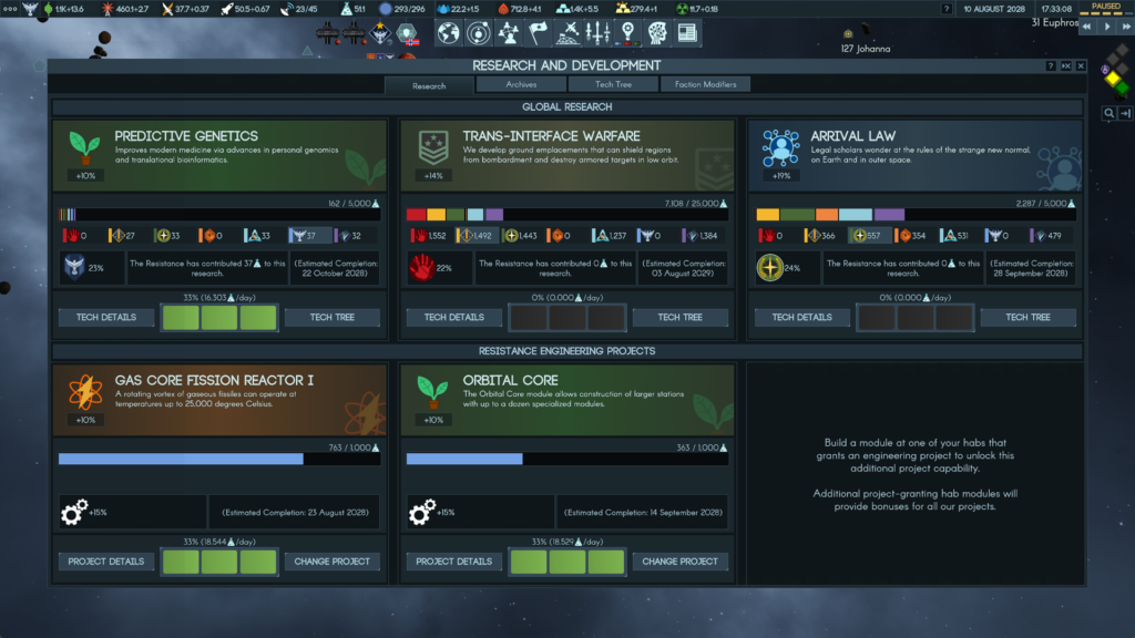 Major Update for sci-fi grand strategy Early Access hit Terra Invicta brings an overhauled UI and introduces exofighters today 9 Terra Invicta research screen